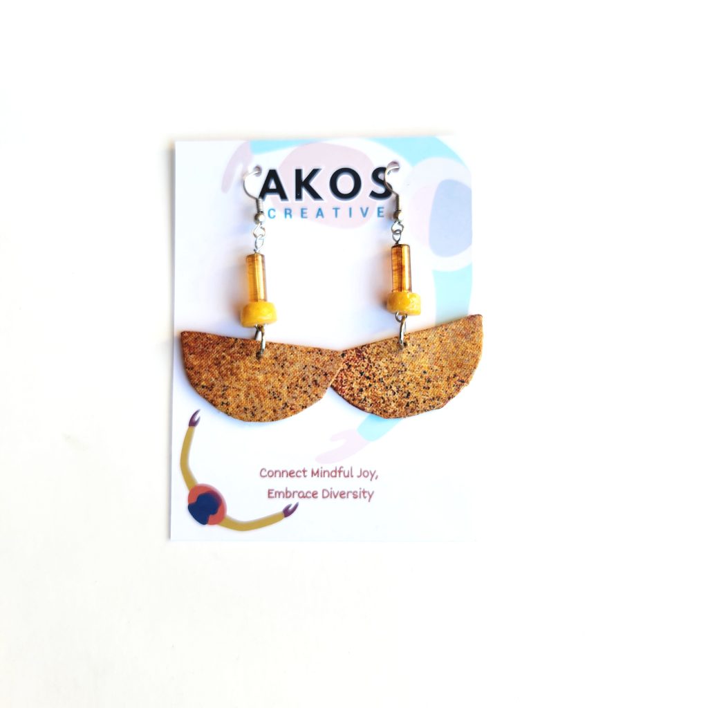 Image of Half circle earrings brown gold made in Australia by Akoscreative (3)